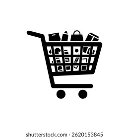 Shopping Cart with Various Products Symbolizing Product Sales in E-Commerce