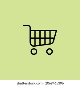Shopping cart vector design, black Shopping cart flat illustration isolated with green backgound, suitable used for business, buy, online shop, e-commerce, sale, retail. and etc 