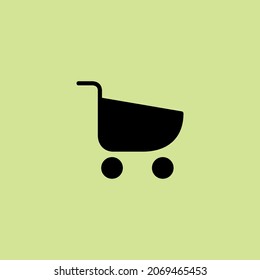 Shopping cart vector design, black Shopping cart flat illustration isolated with green backgound, suitable used for business, buy, online shop, e-commerce, sale, retail. and etc 