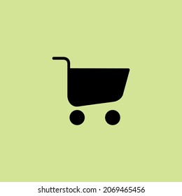Shopping cart vector design, black Shopping cart flat illustration isolated with green backgound, suitable used for business, buy, online shop, e-commerce, sale, retail. and etc 