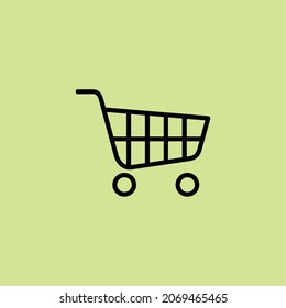 Shopping cart vector design, black Shopping cart flat illustration isolated with green backgound, suitable used for business, buy, online shop, e-commerce, sale, retail. and etc 
