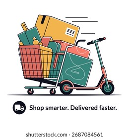 Einkaufswagen-Vektorgrafik, E-Commerce und Online-Shop-Illustration