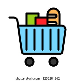 Shopping cart vector, filled design editable outline icon