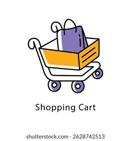 Shopping Cart Vector Filled Outline Style Icon. Eps 10 file