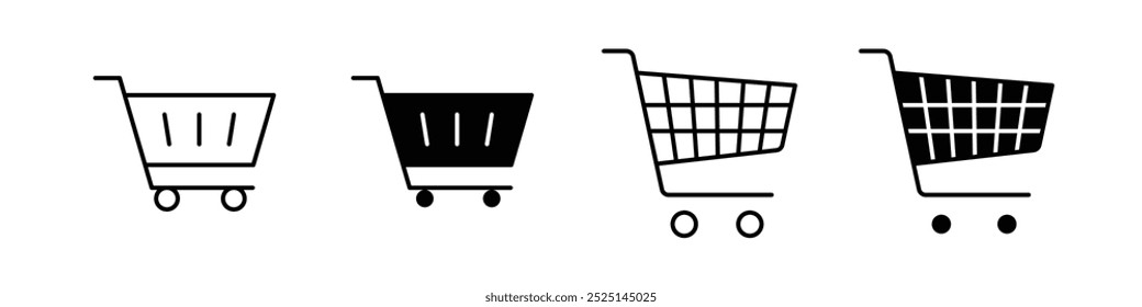 Shopping cart vector filled and outlined icons collection set