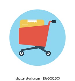 shopping cart vector flat  colour  icon 