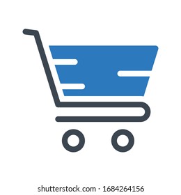 shopping cart vector glyph color icon 