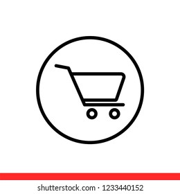 Shopping cart vector icon, basket symbol. Simple, flat design for web or mobile app