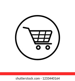 Shopping cart vector icon, basket symbol. Simple, flat design for web or mobile app