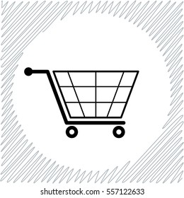Shopping cart vector icon - black  illustration