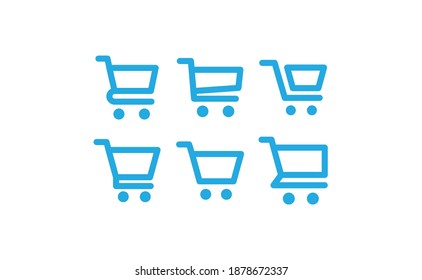 Colección de iconos del vector del carro de la compra. Símbolo de tienda online de comercio electrónico.