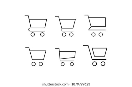 Colección de iconos del vector del carro de la compra. Símbolo de tienda online de comercio electrónico.