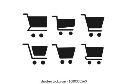 Colección de iconos del vector del carro de la compra. Símbolo de tienda online de comercio electrónico.