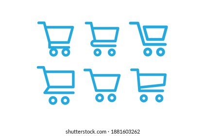 Shopping cart vector icon collection. E-commerce online shop symbol.