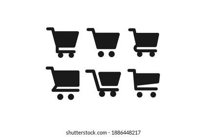 Colección de iconos del vector del carro de la compra. Símbolo de tienda online de comercio electrónico.