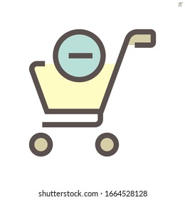 Shopping cart vector icon design for shopping graphic design elemen, 48X48 pixel perfect and editable stroke.