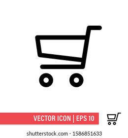Shopping cart vector icon. E-commerce symbol. Supermarket trolley linear pictogram.