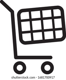 Shopping Cart Vector Icon.
 E-commerce Symbol. Supermarket Trolley Linear Pictogram. Panic Buying Concept. 