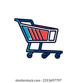 Icono del vector del carro de la compra: E-commerce y símbolo de compras en línea para diseño web. Diseño plano e icono minimalista para interfaz de usuario y diseño gráfico. Añadir al concepto de carrito y desprotección.