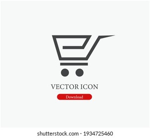 Shopping cart vector icon.  Editable stroke. Linear style sign for use on web design and mobile apps, logo. Symbol illustration. Pixel vector graphics - Vector