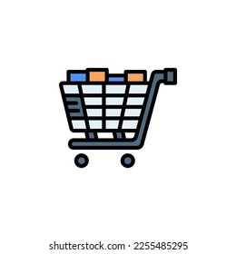 shopping cart vector icon filled line style. Perfect for website, application, commerce, presentation, logo and more. simple and modern color outline icon