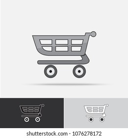 Shopping Cart Vector Icon Flat Design, available in color, black and White