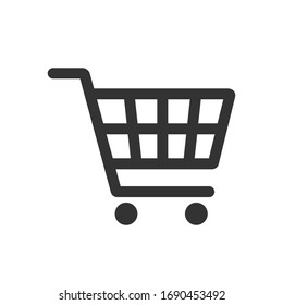 Shopping cart vector icon, flat design. Isolated on white background.