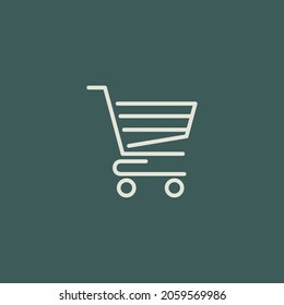 Icono vectorial del carro de la compra, diseño plano del carro de la compra Aislado en el fondo verde, adecuado para la señalización del comercio electrónico, negocios, compra, tienda, venta, etc.