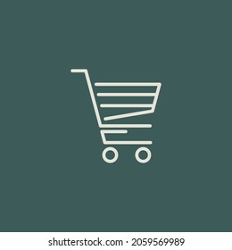 Shopping cart vector icon, flat design of shopping cart Isolated on green background, suitable used for e-commerce sign, business, buy, shop, sale, and etc