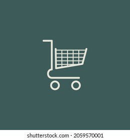 Icono vectorial del carro de la compra, diseño plano del carro de la compra Aislado en el fondo verde, adecuado para la señalización del comercio electrónico, negocios, compra, tienda, venta, etc.