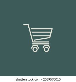 Shopping cart vector icon, flat design of shopping cart Isolated on green background, suitable used for e-commerce sign, business, buy, shop, sale, and etc