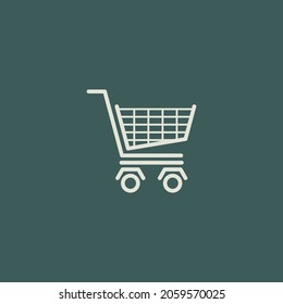 Warenkorb-Vektorsymbol, flaches Design des Warenkorbs einzeln auf grünem Hintergrund, geeignet für E-Commerce-Zeichen, Geschäftszeichen, Kauf, Shop, Verkauf usw.