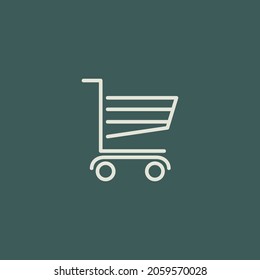 Icono vectorial del carro de la compra, diseño plano del carro de la compra Aislado en el fondo verde, adecuado para la señalización del comercio electrónico, negocios, compra, tienda, venta, etc.