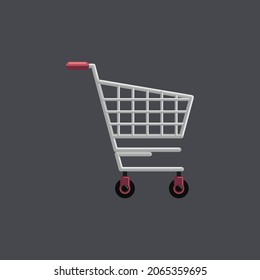 Icono vectorial del carro de la compra, diseño plano del carro de la compra. Aislado sobre fondo negro, adecuado para negocios, tiendas, comercio electrónico, tienda online, compra y etc