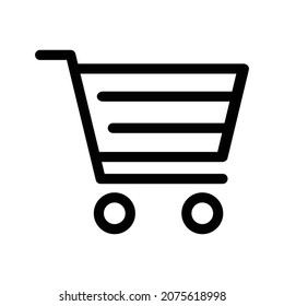 Shopping cart vector icon, flat design isolated on white background. E-commerce symbol. Supermarket trolley linear pictogram. E-Shop concept.