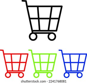 Shopping cart vector icon, flat design. Isolated on white background