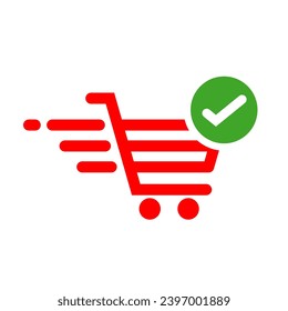 Shopping cart vector icon, flat design. Isolated on white background. 