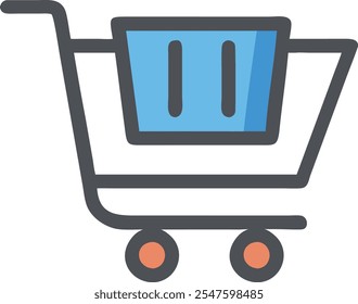 Shopping cart vector icon, flat design. Isolated on white background.