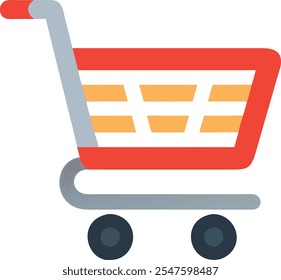 Shopping cart vector icon, flat design. Isolated on white background.