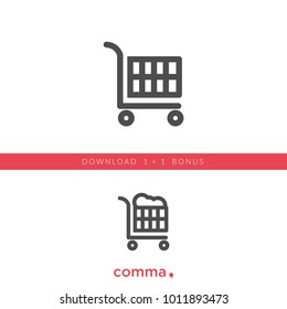 Shopping cart vector icon and full cart vector icon, download and get bonus symbol.