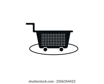 Shopping Cart Vector Icon – Grocery Trolley Silhouette – Supermarket Cart Illustration – Retail, E-Commerce, Store Basket, Checkout, Online Shopping, Market Purchase, Buy, Sell, Storefront Symbol.