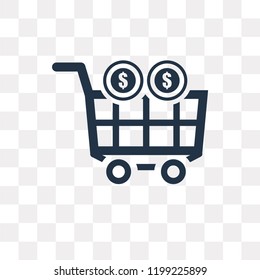 Shopping cart vector icon isolated on transparent background, Shopping cart transparency concept can be used web and mobile
