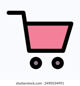 Shopping Cart, Cart Vector Icon, Isolated Lineal Color Vector Icon.