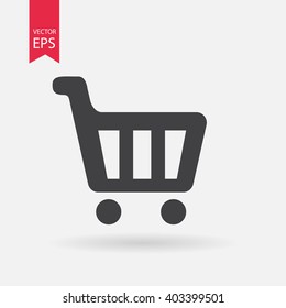 Shopping Cart vector icon isolated on white background.  Basket with wheel. Store, Online shop or e-shop concept. Flat design style
