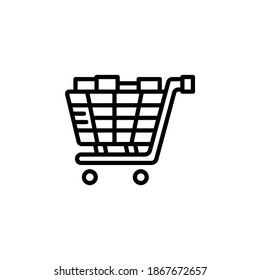 shopping cart vector icon line style. Perfect for website, application, commerce, presentation, logo and more. simple, thin and modern outline icon