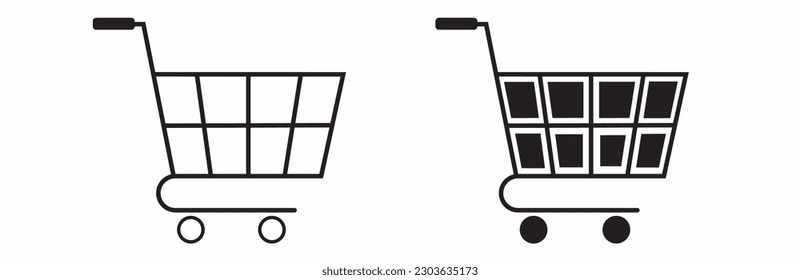 shopping cart vector icon line art