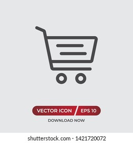 Shopping cart vector icon in modern design style for web site and mobile app