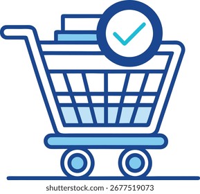 Ícone do vetor do carrinho de compras no plano de fundo branco 