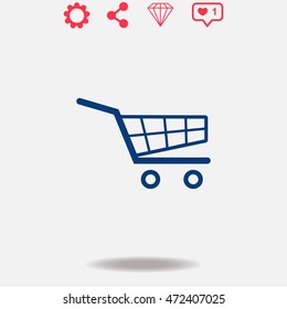Shopping Cart vector icon on grey background.