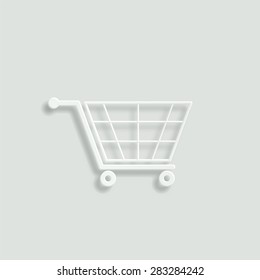shopping cart vector icon - paper illustration